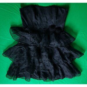 White House Black Market Strapless Dress Ruffle Tiered Short Cocktail Holiday 12